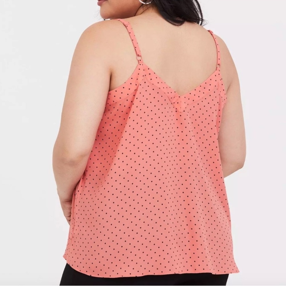 Torrid Sophie Coral And Black Dotted V Neck Cami - Picture 2 of 6